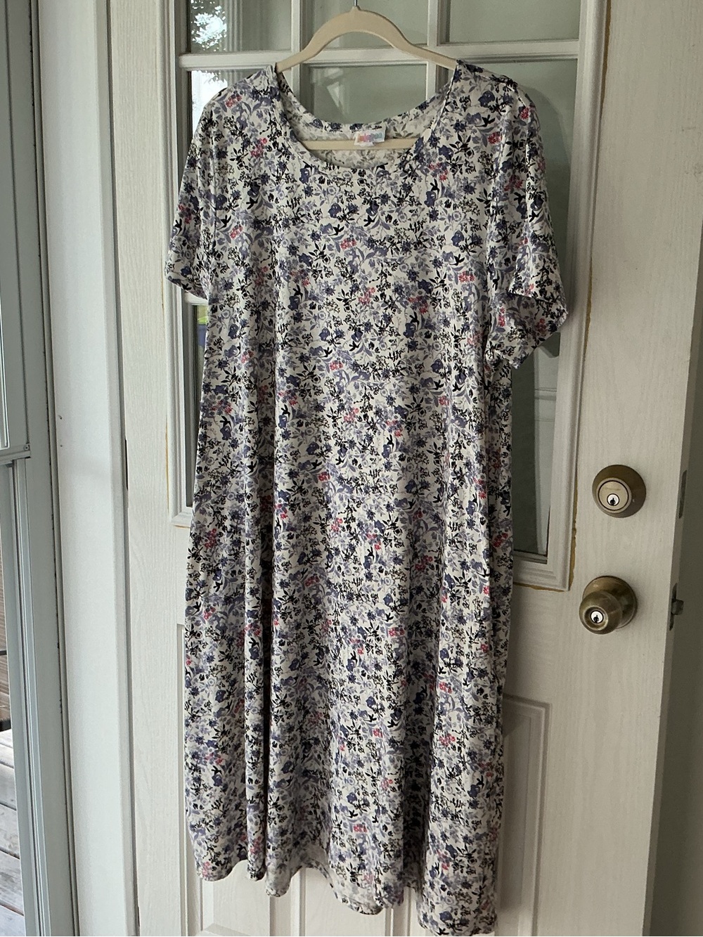 LuLaRoe Floral Midi Swing Dress - White with lavender & Pink